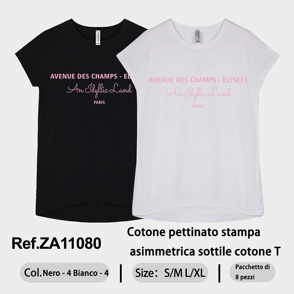 T-Shirt in Cotone Pettinato in Cotone Leggero in Cotone Oversize a Stampa