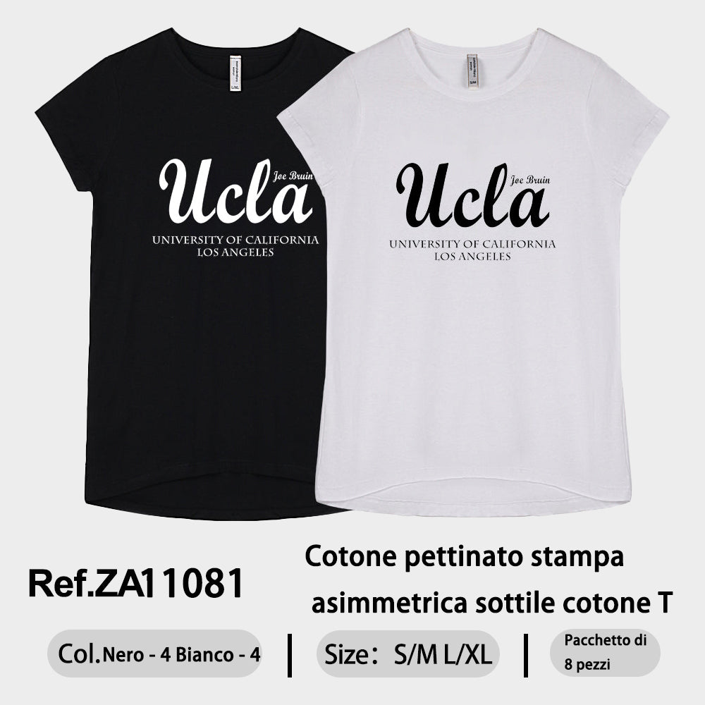 T-Shirt in Cotone Pettinato in Cotone Leggero in Cotone Oversize a Stampa