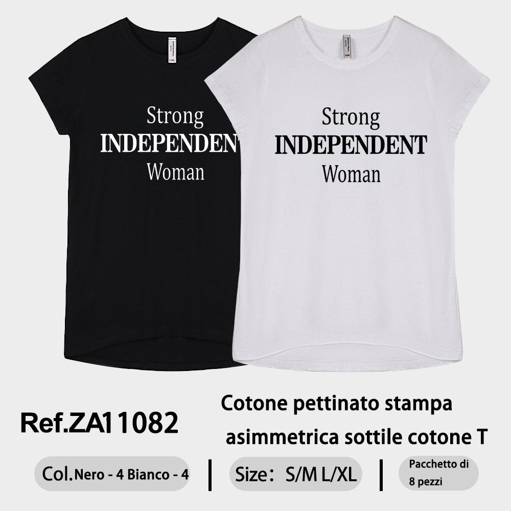 T-Shirt in Cotone Pettinato in Cotone Leggero in Cotone Oversize a Stampa