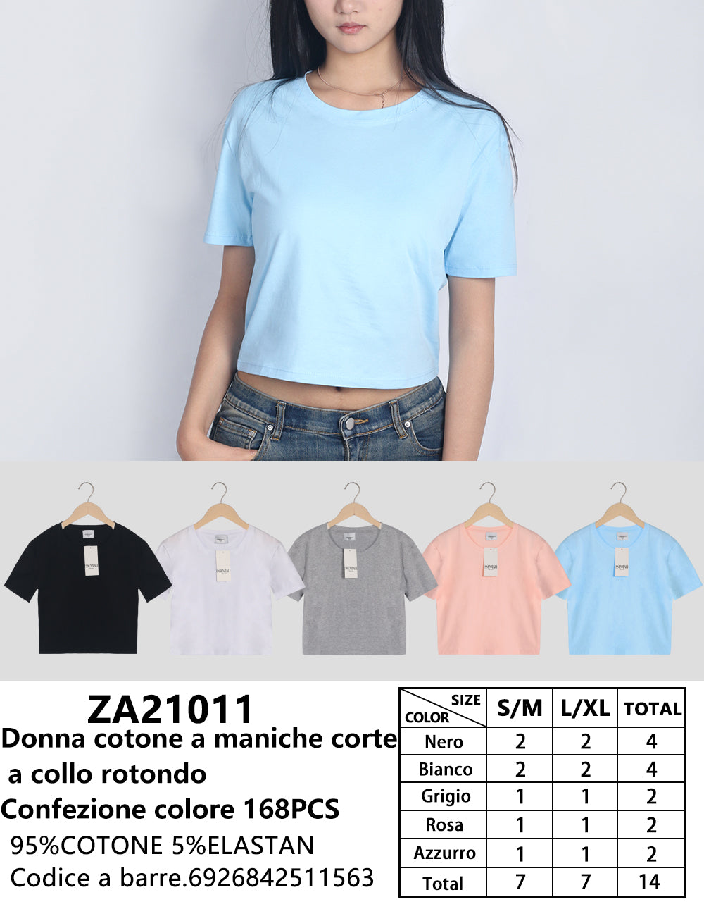 T-Shirt Corto Girocollo a Maniche Corte
