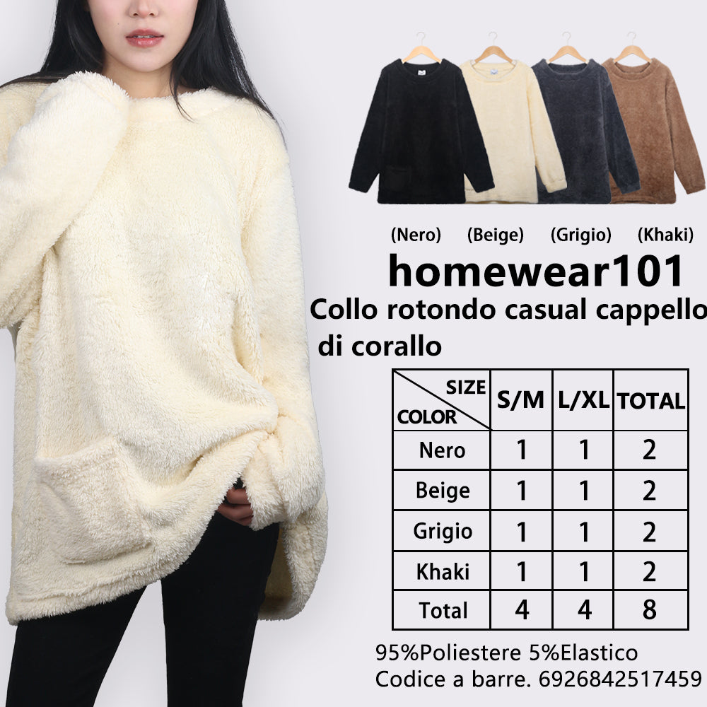 Maglia in Pile Corallo Girocollo