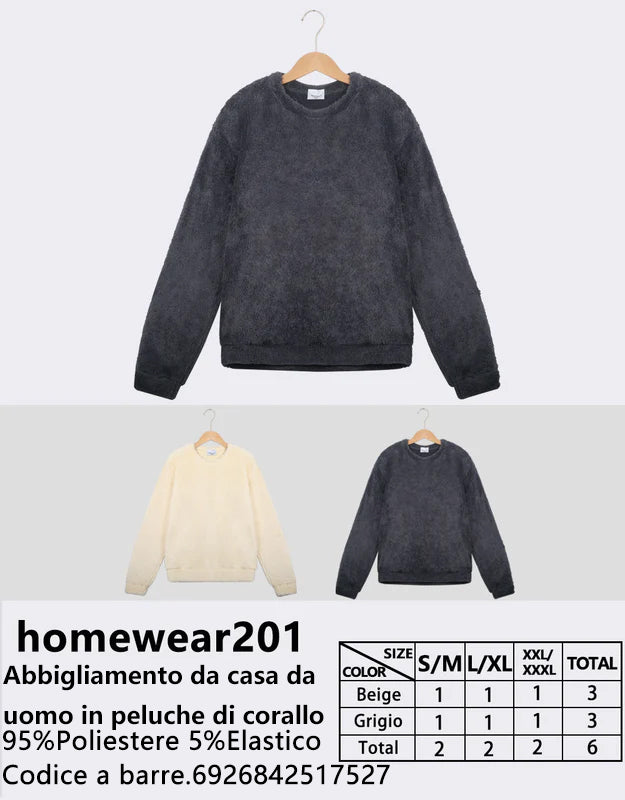 Homewear in Pile Corallo Felpato Imbottito da Uomo