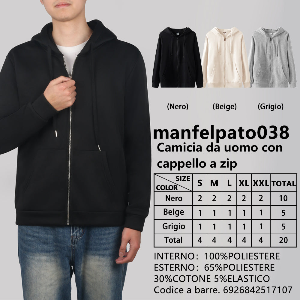 Felpa con Cappuccio con Zip da Uomo