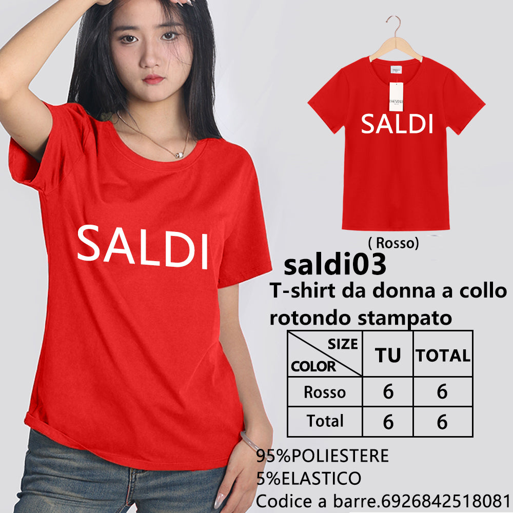 T-Shirt Girocollo a Stampa da Donna