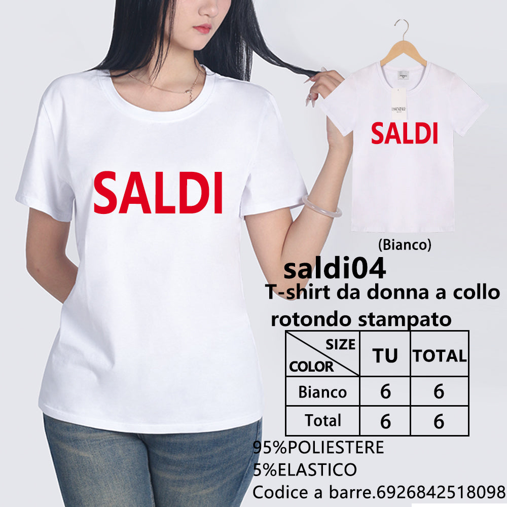 T-Shirt Girocollo a Stampa da Donna