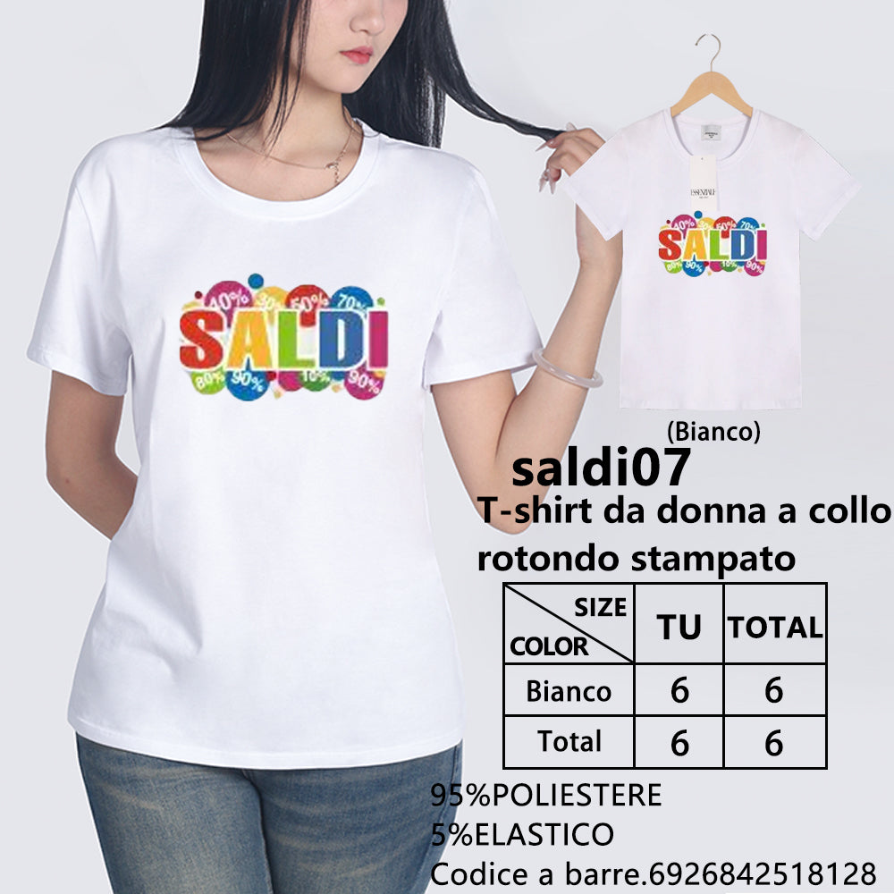 T-Shirt Girocollo a Stampa da Donna