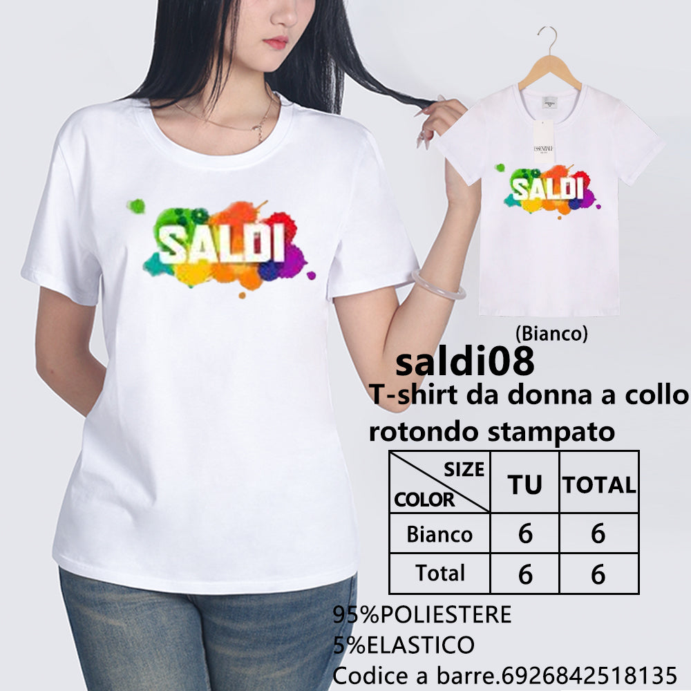 T-Shirt Girocollo a Stampa da Donna