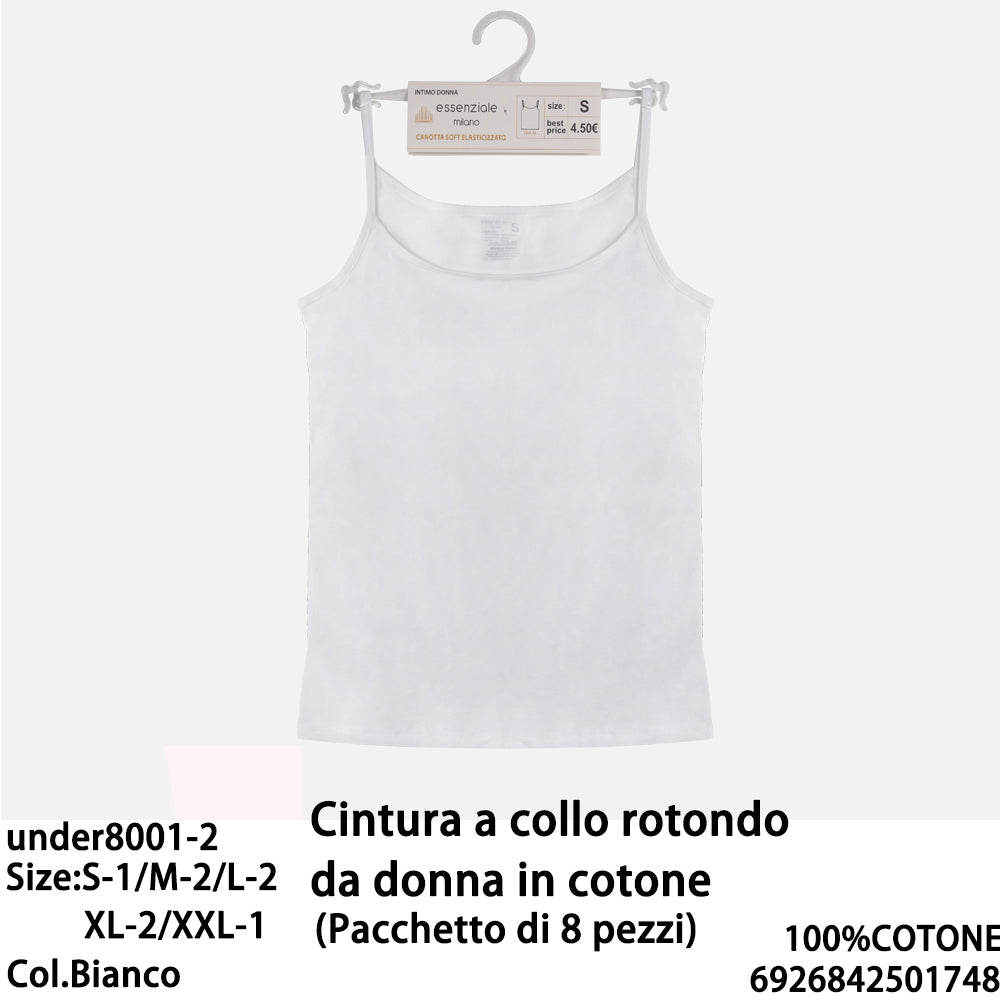 Top con Spalline in Cotone Girocollo da Donna
