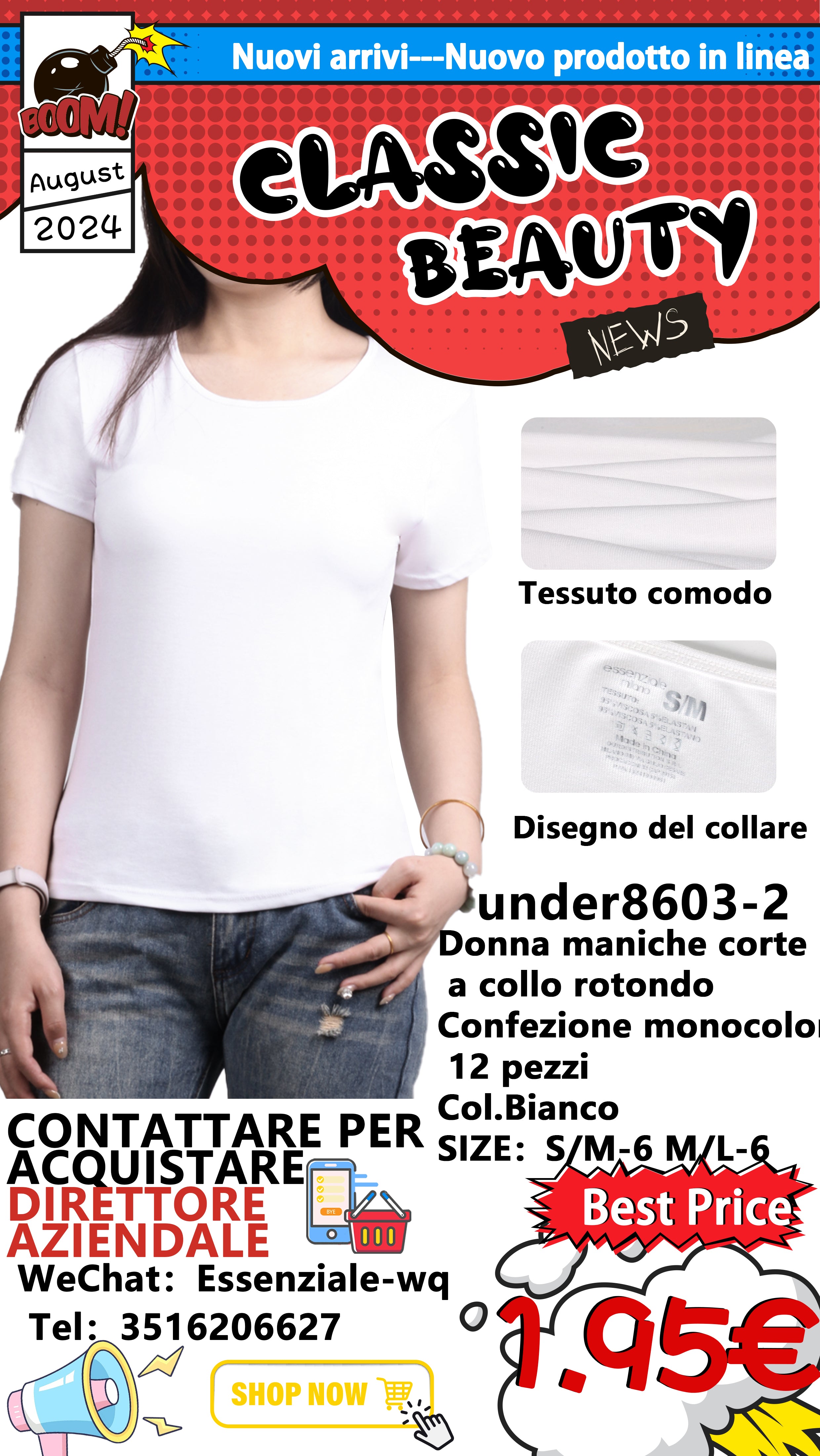 T-Shirt a Costine Bianco