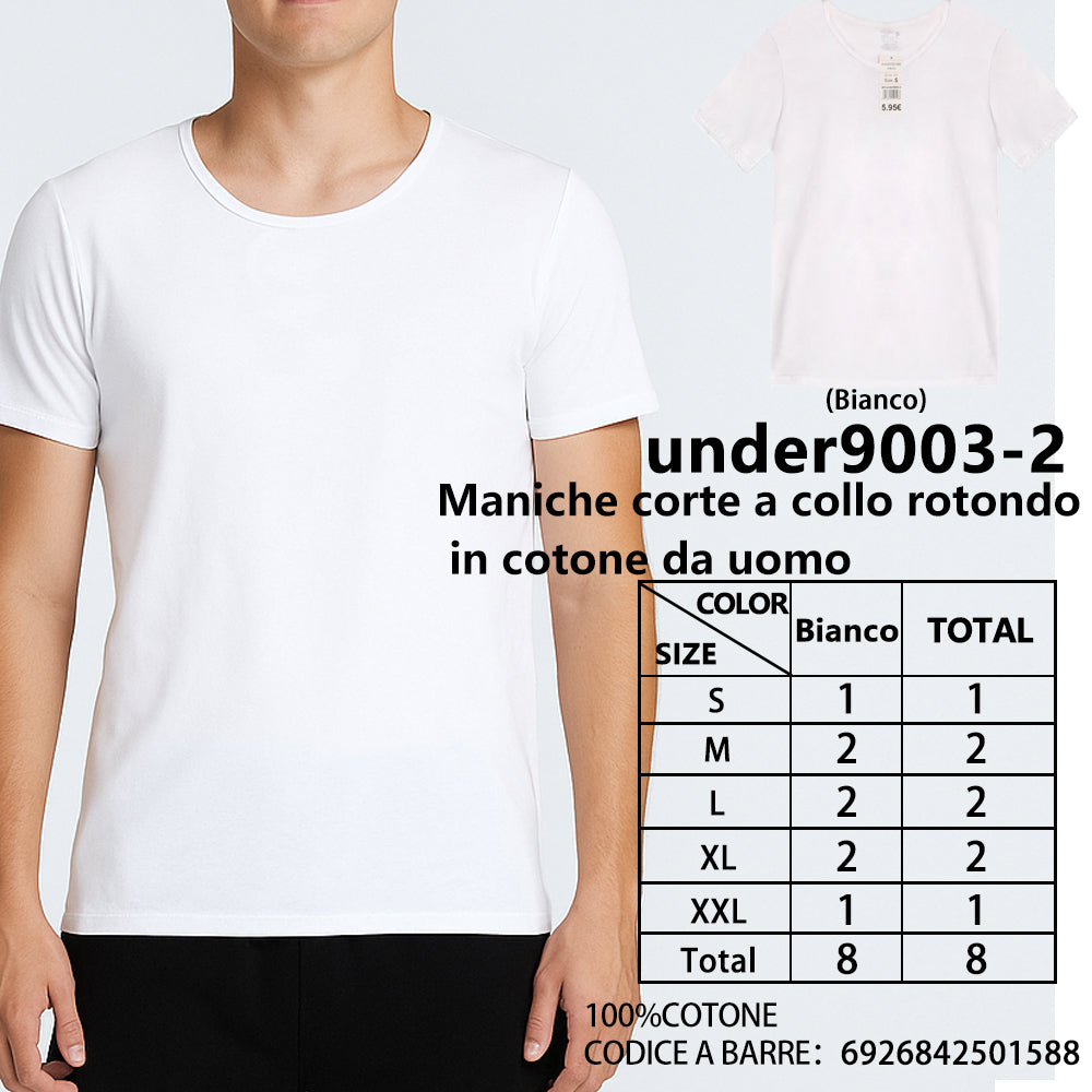 T-Shirt in Cotone Girocollo a Maniche Corte