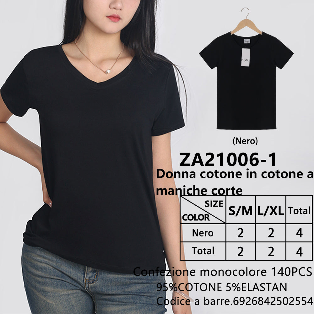 T-Shirt Scollo a V a Maniche Corte