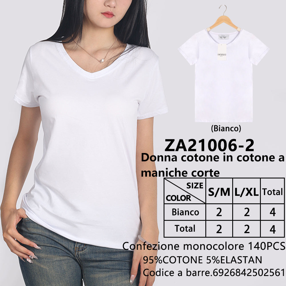 T-Shirt Scollo a V a Maniche Corte