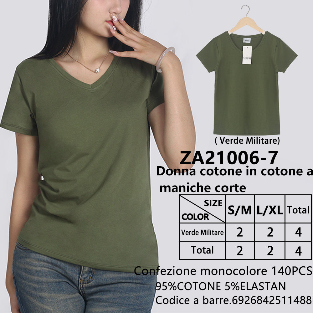 T-Shirt Scollo a V a Maniche Corte