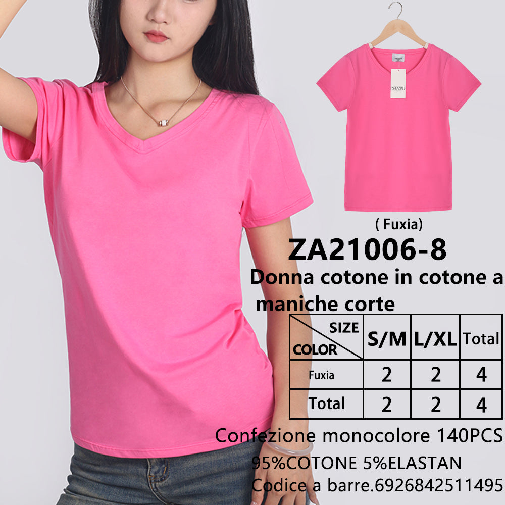 T-Shirt Scollo a V a Maniche Corte